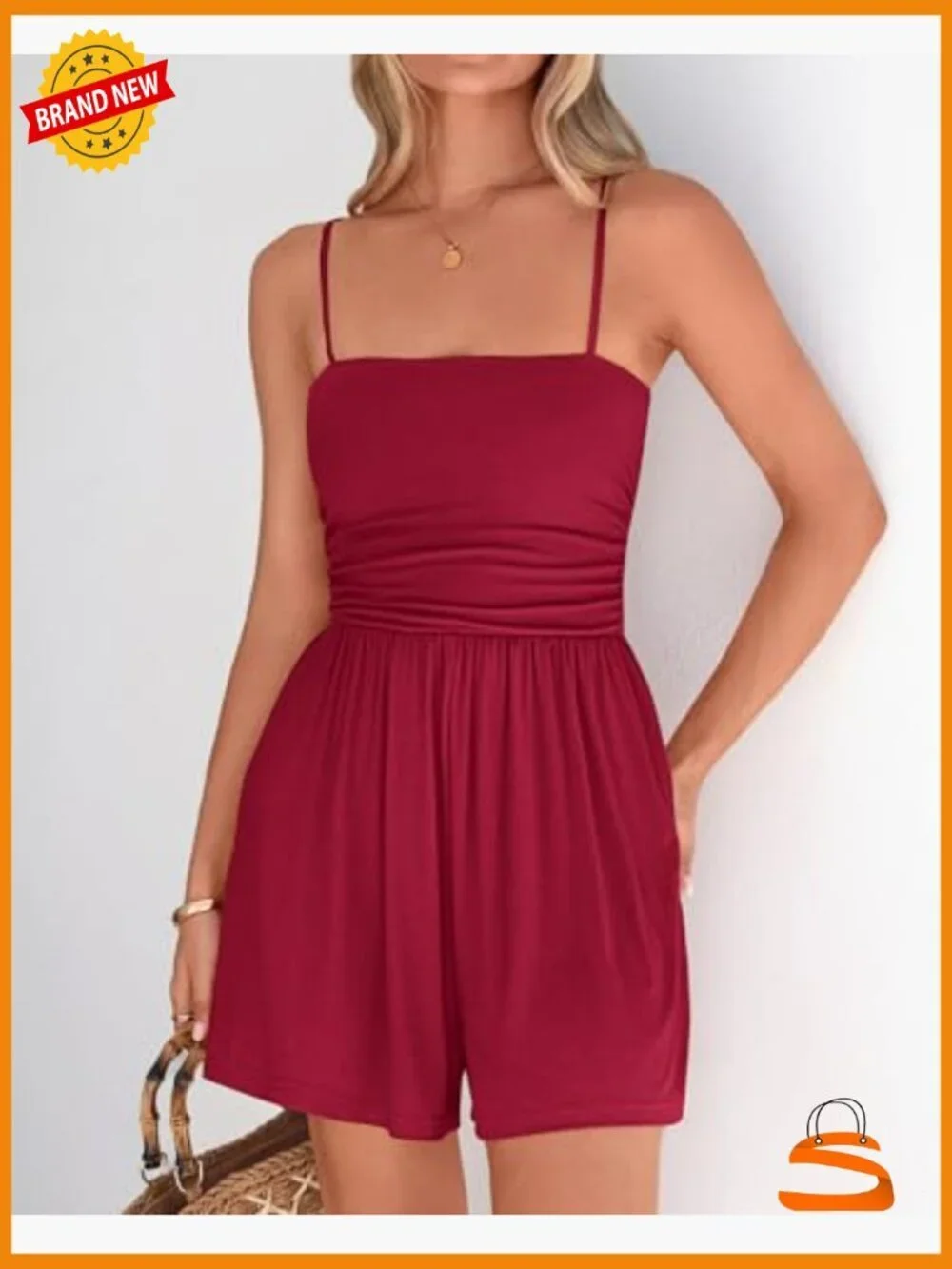 Casual One Piece Shorts Jumpsuit Spaghetti Strap Sleeveless Summer Romper